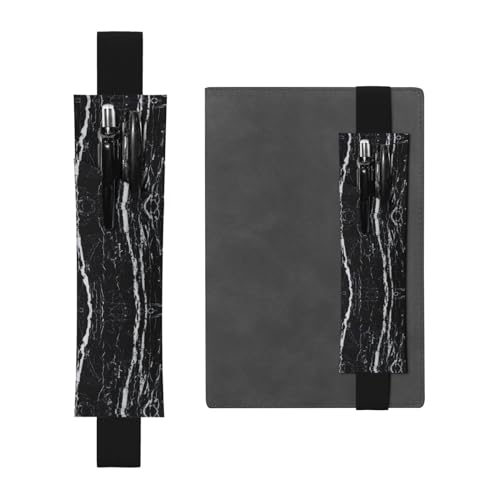 Vielseitiger verstellbarer Stifthalter aus Leder mit schwarzem und weißem Marmor, perfektes Gummiband für Tagebücher, Tasche von CarXs