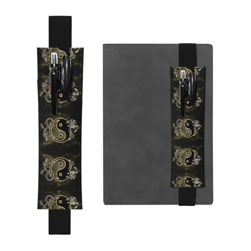 Yin Yang Dragon Tiger Vielseitiger verstellbarer Leder-Stifthalter, Lesezeichen – perfektes elastisches Band für Tagebücher von CarXs