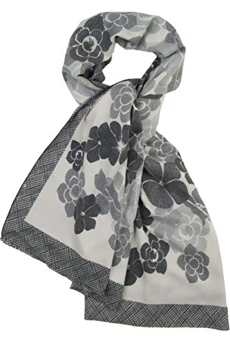 Cara Mia Damen-Schal Herbst Winter Viskose Maxi XXL Schwarz Grau Blumen von Cara Mia