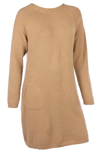 Cara Mia Elegantes Strickkleid aus Viskose Langarm Rundhals 40-44 one Size Camel von Cara Mia