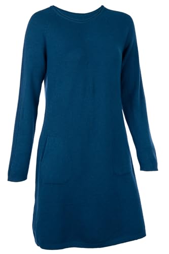 Cara Mia Elegantes Strickkleid aus Viskose Langarm Rundhals 40-44 one Size Petrol von Cara Mia