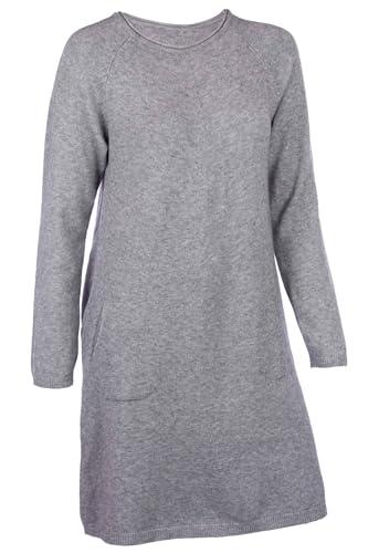 Cara Mia Elegantes Strickkleid aus Viskose Langarm Rundhals 40-44 one Size grau von Cara Mia
