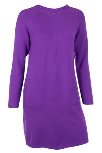 Cara Mia Elegantes Strickkleid aus Viskose Langarm Rundhals 40-44 one Size lila von Cara Mia