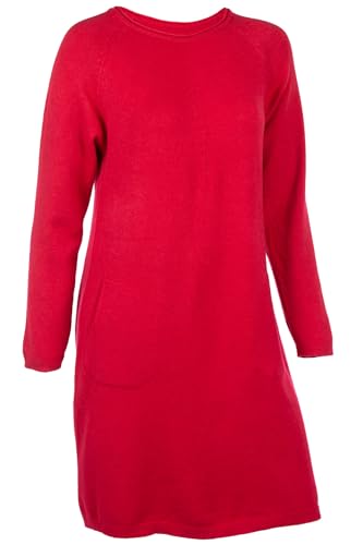 Cara Mia Elegantes Strickkleid aus Viskose Langarm Rundhals 40-44 one Size rot von Cara Mia