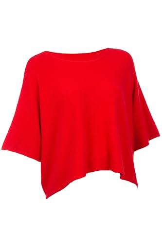Cara Mia Kurzer Eleganter Pullover für Damen mit Halbarm Viskose 38-44 one Size rot von Cara Mia