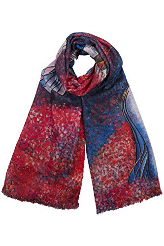 Cara Mia Leichter Schal Damen Viskose Bunt Frühling Weich Baumwolle XXL Künstler-Motiv Motiv 011 von Cara Mia