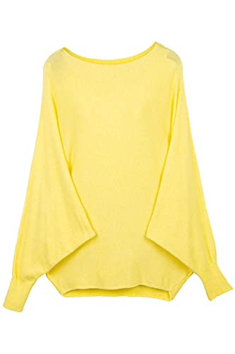 Cara Mia Pullover für Damen mit Fledermaus-Ärmeln Viskose Viele Farben One Size 38-42 Zitrone von Cara Mia