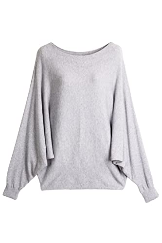 Cara Mia Pullover für Damen mit Fledermaus-Ärmeln Viskose Viele Farben One Size 38-42 mittel-grau 2 von Cara Mia