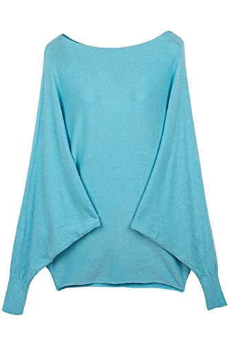 Cara Mia Pullover für Damen mit Fledermaus-Ärmeln Viskose Viele Farben One Size 38-42 türkis von Cara Mia