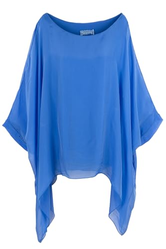 Cara Mia Seidentunika Damen Made in Italy lang Fledermaus-Ärmel viele Farben 38-44 himmelblau von Cara Mia
