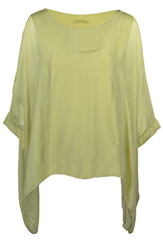 Cara Mia Seidentunika für Damen Made in Italy lang Fledermaus-Ärmel Kiwi 38-44 von Cara Mia