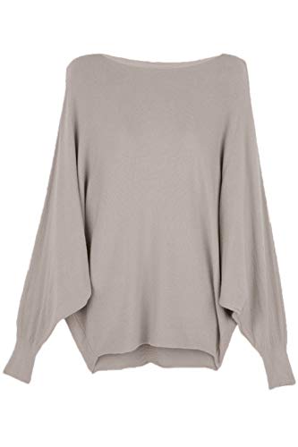 Cara Mia Strick-Pullover für Damen mit Fledermaus-Ärmeln Viskose Beige 38 40 42 von Cara Mia