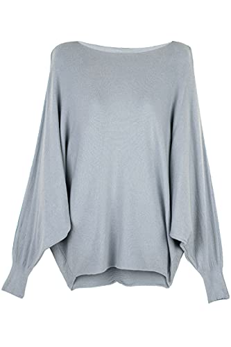 Cara Mia Strick-Pullover für Damen mit Fledermaus-Ärmeln Viskose Grau 38 40 42 von Cara Mia