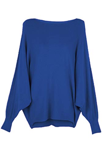 Cara Mia Strick-Pullover für Damen mit Fledermaus-Ärmeln Viskose Royalblau 38 40 42 von Cara Mia