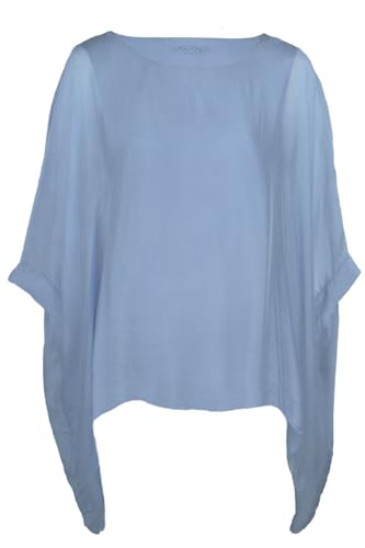 Cara Mia Tunika Bluse Seide Fledermaus Sexy Blau 38 40 42 44 1702B3 von Cara Mia