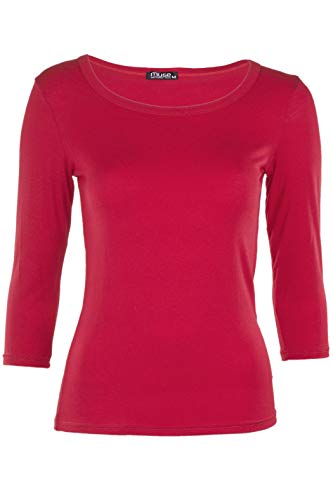 Muse Shirt für Damen mit 3/4 Arm und Rundhals Baumwolle Stretch Rot von Cara Mia