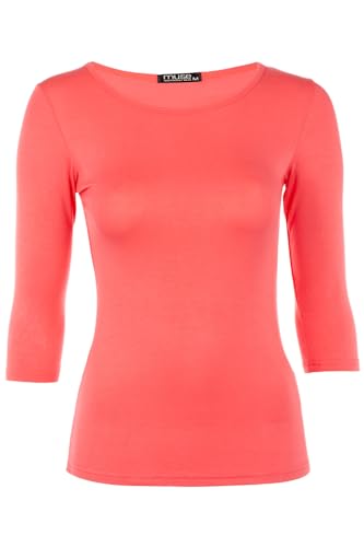 Muse Shirt für Damen mit 3/4 Arm und Rundhals Baumwolle Stretch viele Farben Hummer S von Cara Mia