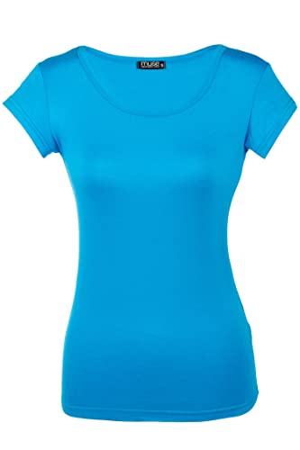 Shirt für Damen Kurzarm und Rundhals Baumwolle Stretch viele Farben 34-38 türkis XS Shirt für Damen Kurzarm und Rundhals Baumwolle Stretch viele Farben 34-38 türkis XS von Cara Mia
