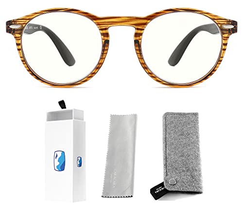 Caracara Blaulichtfilter Lesebrille - Leselupenbrille - AntiBESCHLAG GESCHENK - Damen und Herren Korrektionsbrillen (Gestreift, Vergrößerung +1,50) von Caracara