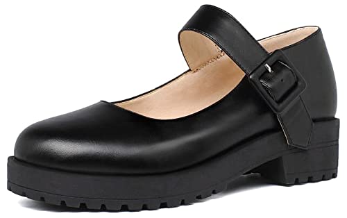 Caradise Mary Janes Damen-Cosplay-Uniformschuhe mit dicker Plateausohle, schwarz, 38.5 EU Caradise Mary Janes Damen-Cosplay-Uniformschuhe mit dicker Plateausohle, schwarz, 38.5 EU von Caradise