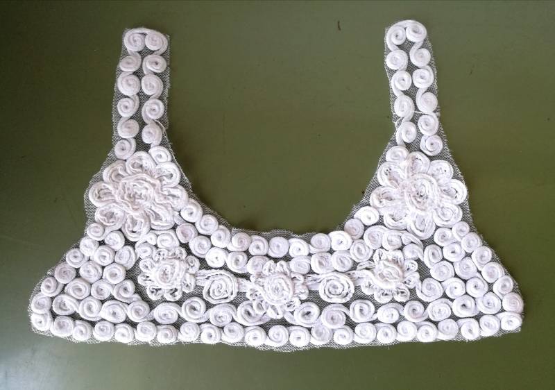 Spitzen Kragen Zum Aufnähen, Um Ca 1920 Vintage Tüll Mit Trägern von Carakess