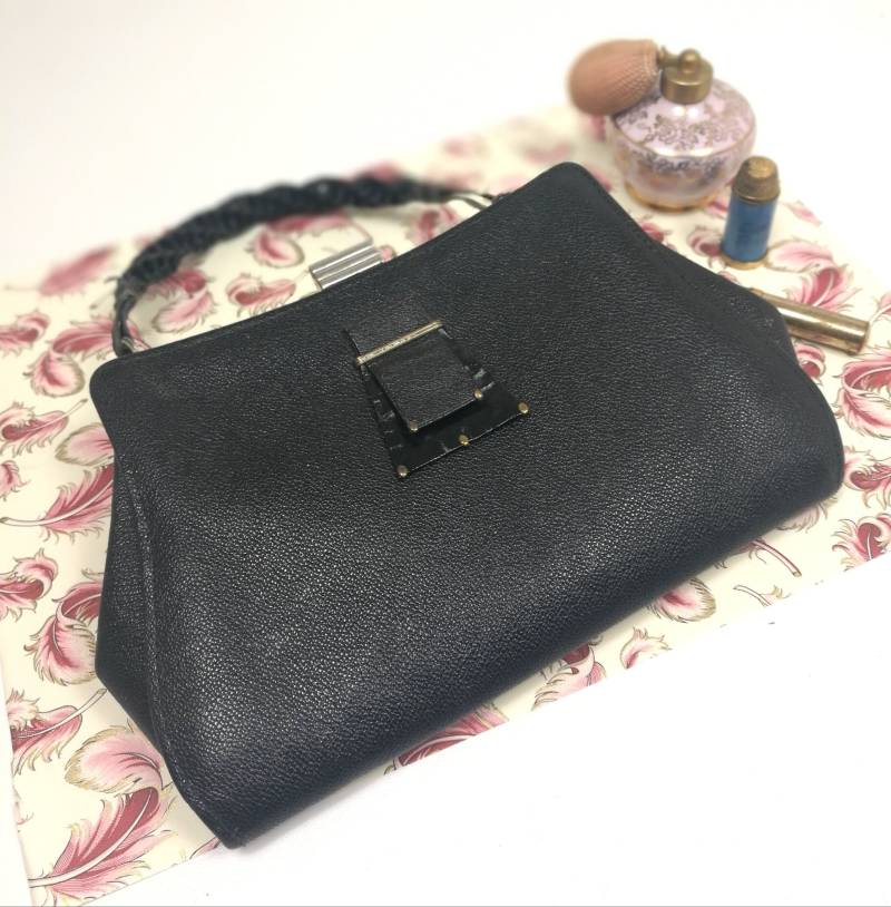 Tasche Wohl Leder Ca 1930Er Jahre Geflochtener Henkel Vintage # 1 von Carakess