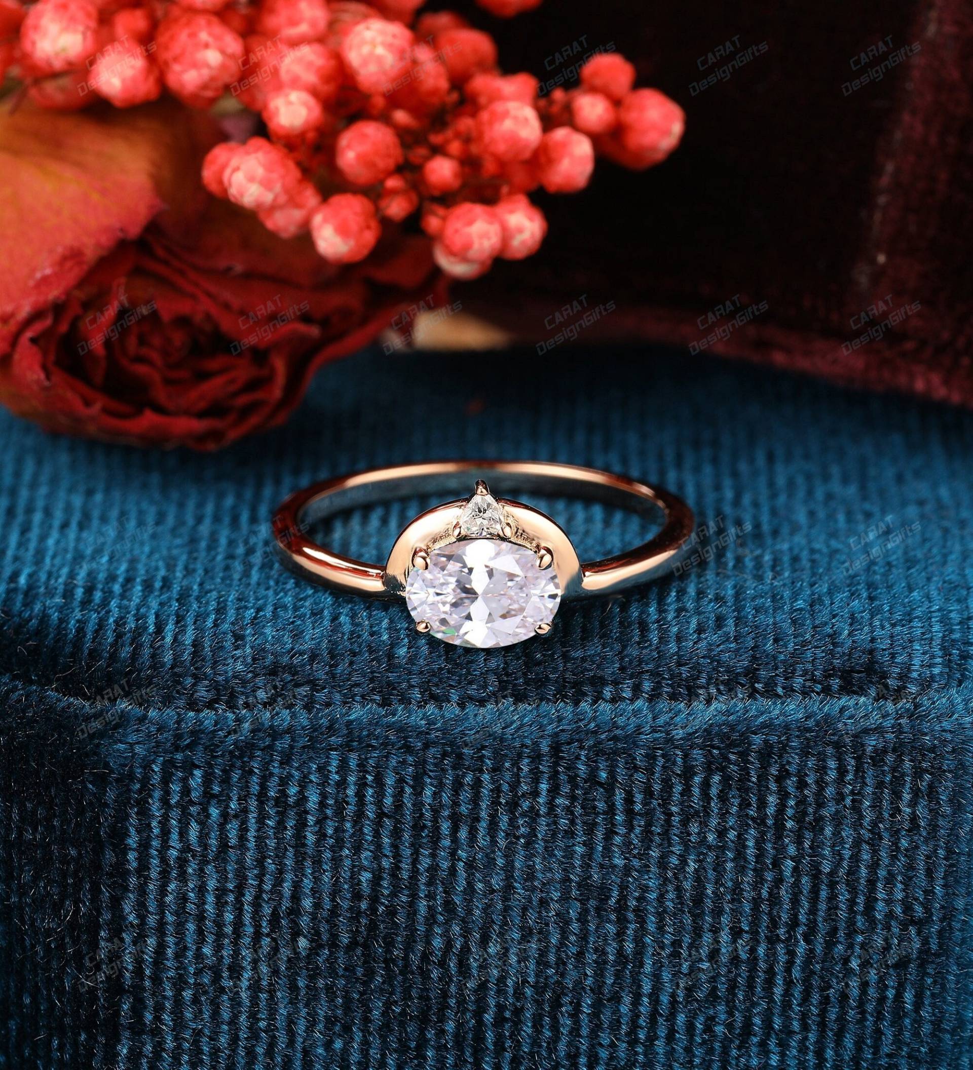 Benutzerdefinierte Ring, Oval Cut 5x7mm Moissanite Verlobungsring, Vorschlag Einzigartige Handgemachter Ring, Hochzeit Versprechen Ring, Ring Für von CaratDesignGifts