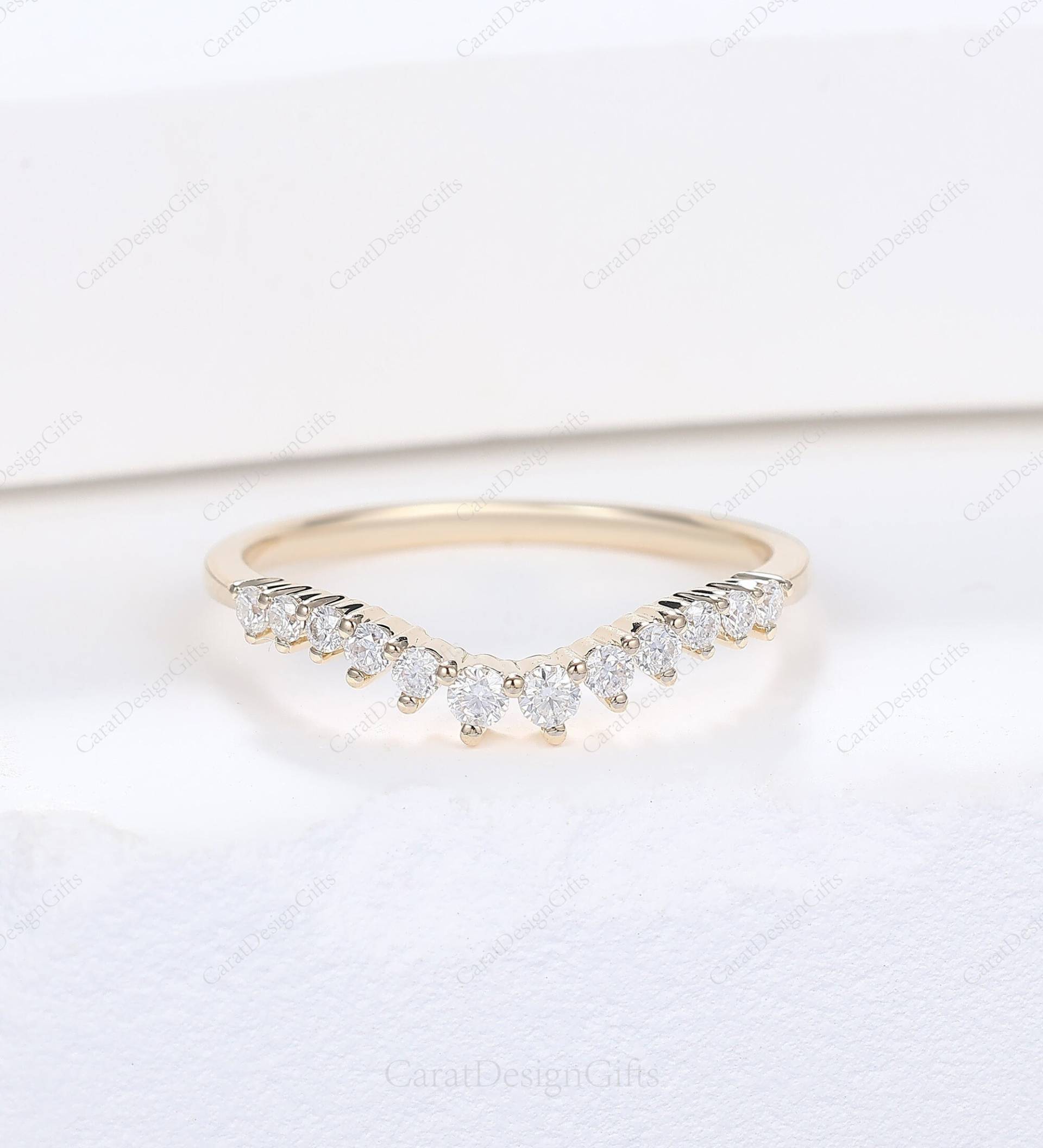 Geschwungener Hochzeitsring, Stapelring Zur Verlobung, Aus Massivgold 10K/14K/18K, Stapelring, Geschenk Für Frauen, Handgefertigter Ring von CaratDesignGifts