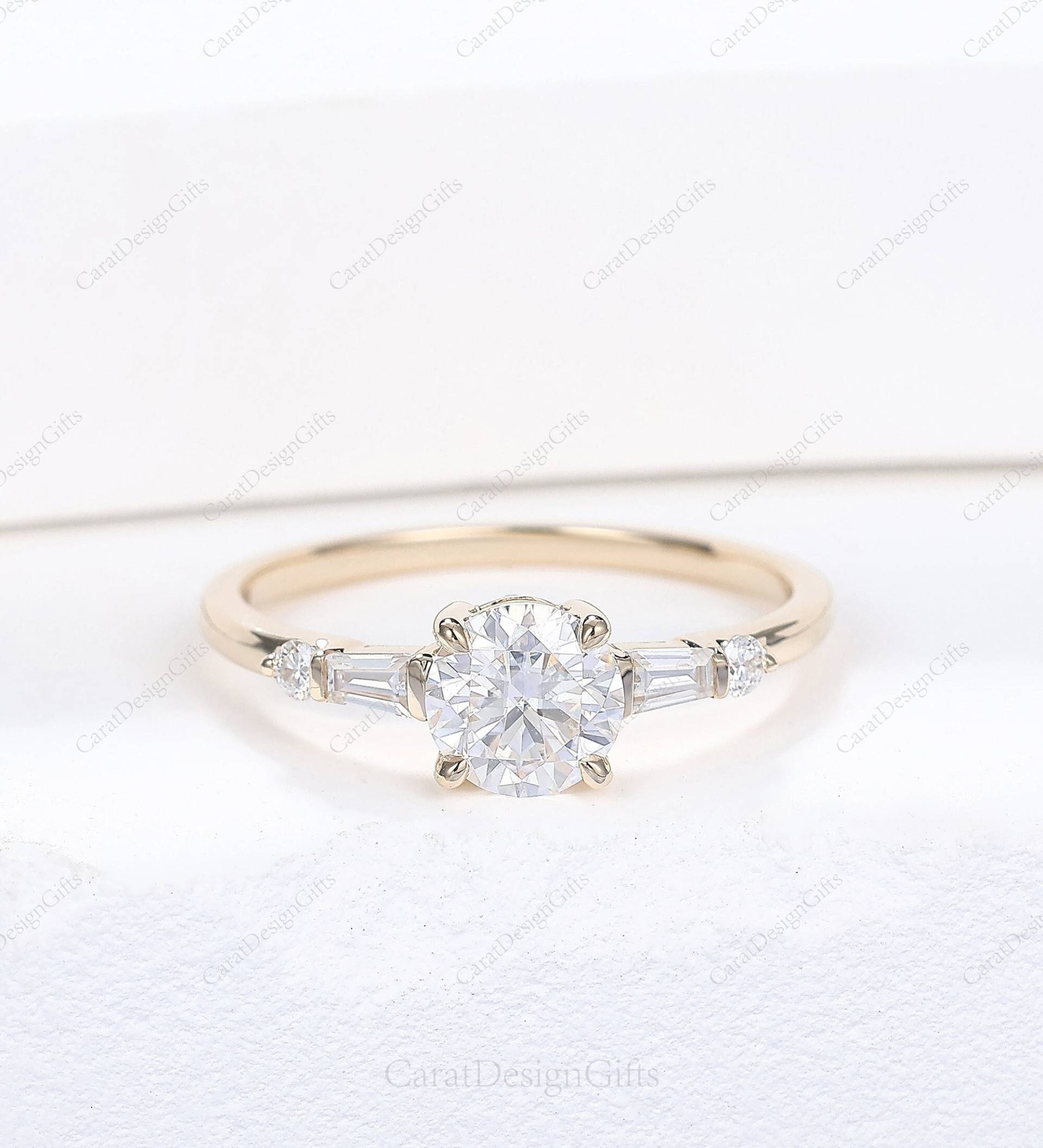 Massiver Rose Gold Moissanite Ehering, 6mm Rundschliff Moissanite/Simulierter Diamant Verlobungsring, Täglicher Ring Für Frauen, Versprechen von CaratDesignGifts