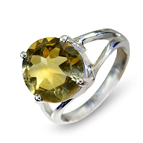 CaratYogi 925 Sterling Silber Natürliche Citrin Runde Edelstein Versprechen Ring Birthstone Modeschmuck Eheringe Ringe für Männer und Frauen Größe 69 von CaratYogi