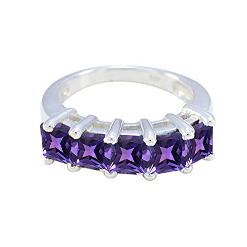 CaratYogi 925 Sterling Silber Princess Cut Engagement Ring stilvoller Schmuck Solitaire Statement Ringe Amethyst Edelstein Für Männer und Frauen Größe: 53 von CaratYogi