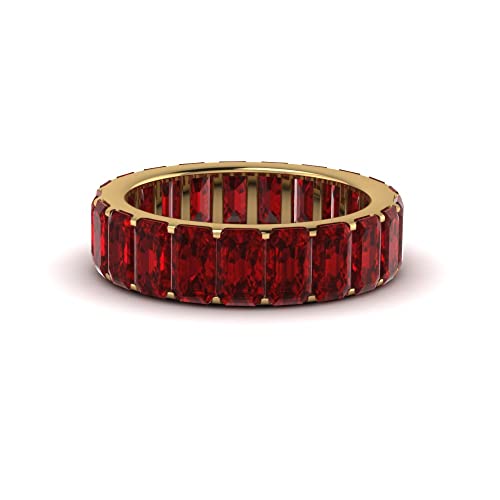 CaratYogi Modern Eternity Band 18 Karat vergoldet Roter Granat Kanal Smaragd Freundschaftstag Klobiger Versprechensring Alltagskleidung Partykleidung Geschenk für Frauen und Mädchen Größe 49 von CaratYogi