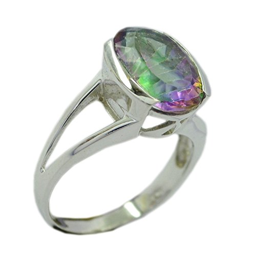 CaratYogi Mystic Quarz Silber Versprechen Ring Ovale Form Split Schaft Stil Design Größe 62 (19.7) von CaratYogi