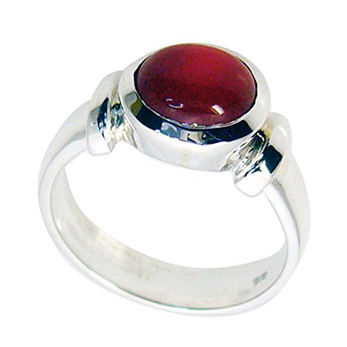 CaratYogi Ovale Form Echter Roter Onyx 925 Sterling Silber Ring Für Geschenk Lünette Stil Fingergröße 66 (21.0) von CaratYogi