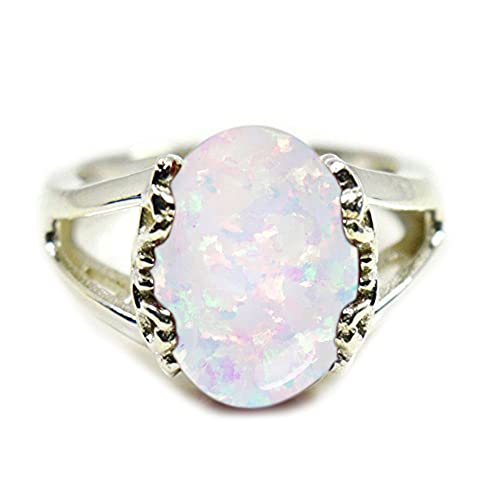 CaratYogi Verlobungsschmuck Sterling Silber Erstellt Opal Oval Schöne Design Hochzeit Zinkeneinstellung Größe 53 Besonderes von CaratYogi