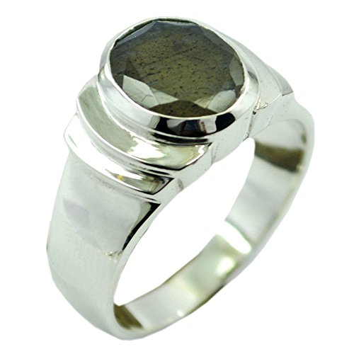 CaratYogi Wunderschöne Natürliche Labradorit 925 Silber Ring Lünette Stil Ovale Form Größe 52 (16.6) von CaratYogi