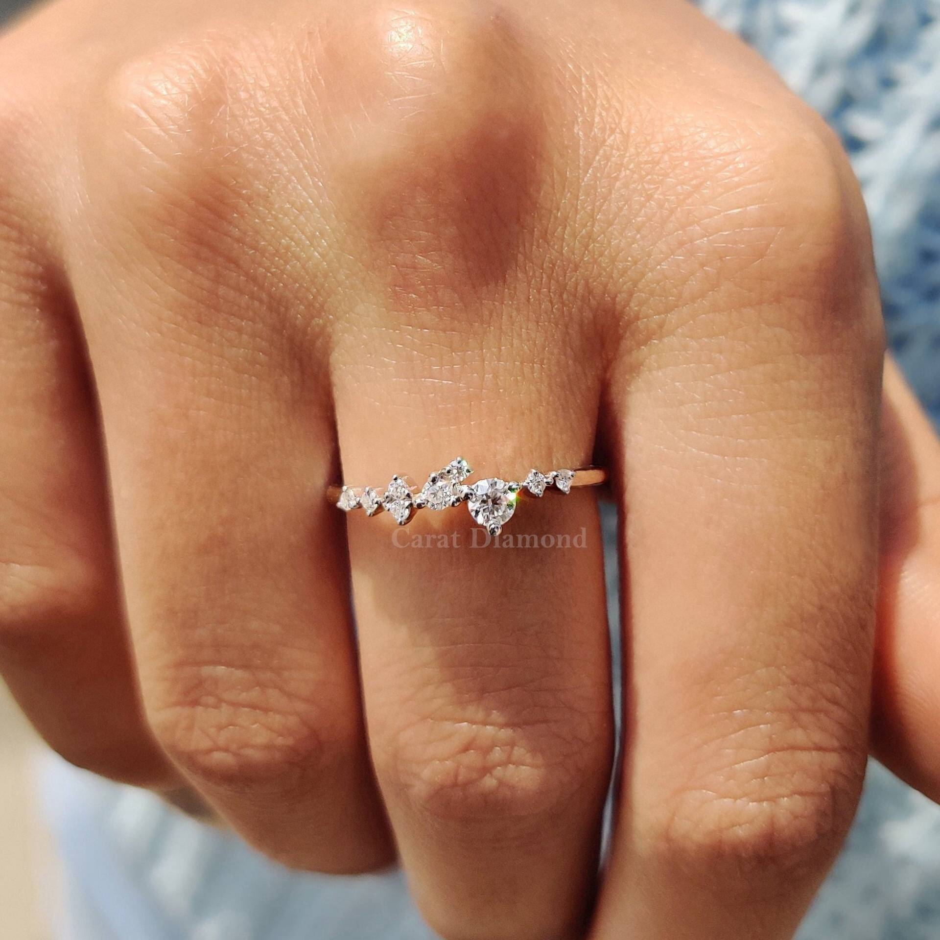 Moissanite Spalier in Giverny Band, 0.21 Tcw Rundschnitt Ehering, Jubiläumsgeschenk Für Sie, Band Anpassen von Caratdiamond