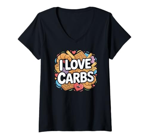 Damen Ich Liebe Kohlenhydrate Köstliche Waffeln T-Shirt mit V-Ausschnitt Damen Ich Liebe Kohlenhydrate Köstliche Waffeln T-Shirt mit V-Ausschnitt von Carb Lovers Delight I Love Waffles