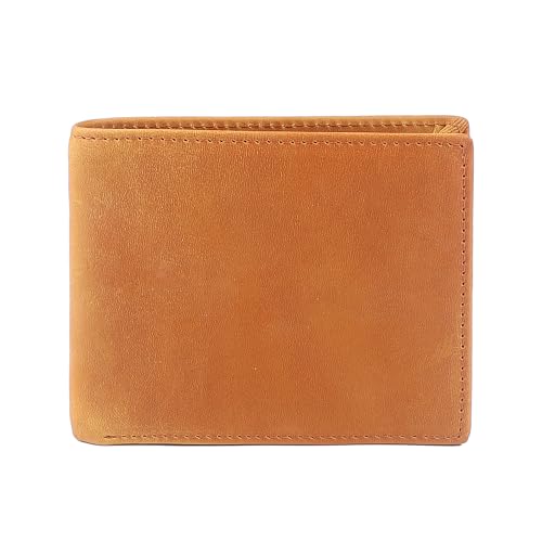 Carbosing Herren Echtes Leder Slim Bifold Wallet Weiches Leder Geldbörse für Männer Echtes Rindsleder Klassische Geldbörsen mit 7 Kreditkartenfächern, 2 Geldscheinfächern in Geschenkbox (HellesBraun) von Carbosing