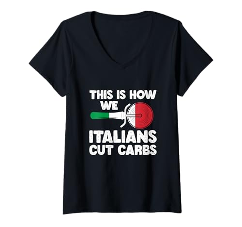 Damen So schneiden wir Pizzaliebhaber italienisch Kohlenhydrate schneiden T-Shirt mit V-Ausschnitt Damen So schneiden wir Pizzaliebhaber italienisch Kohlenhydrate schneiden T-Shirt mit V-Ausschnitt von Carbs Low Carb High Carb