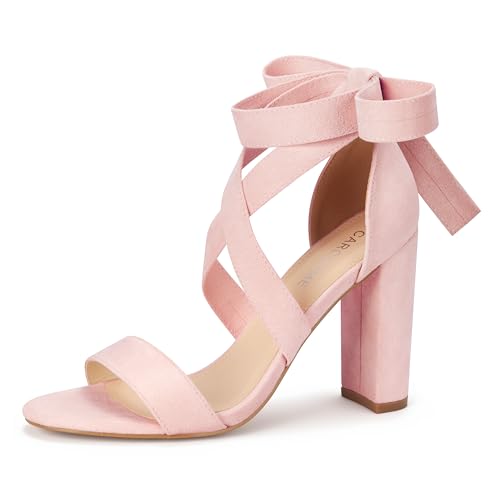 Riemchensandalen für Damen, klobige Absätze, hochhackige Sandalen mit Schnürung, modisch, lässig, hautfarben, Blockabsatz-Sandalen, Helles Pink, 37.5 EU Riemchensandalen für Damen, klobige Absätze, hochhackige Sandalen mit Schnürung, modisch, lässig, hautfarben, Blockabsatz-Sandalen, Helles Pink, 37.5 EU von Carcuume