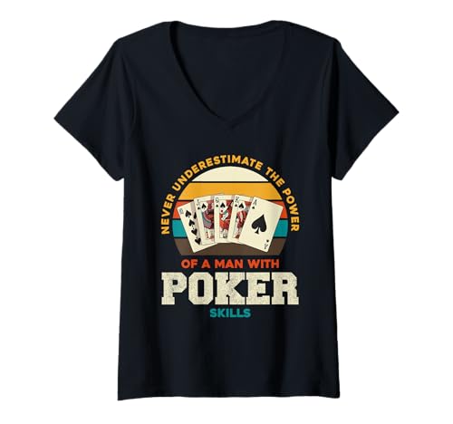 Damen Unterschätzen Sie Niemals die Macht der Poker-Fähigkeiten T-Shirt mit V-Ausschnitt Damen Unterschätzen Sie Niemals die Macht der Poker-Fähigkeiten T-Shirt mit V-Ausschnitt von Card Game Enthusiast Statement