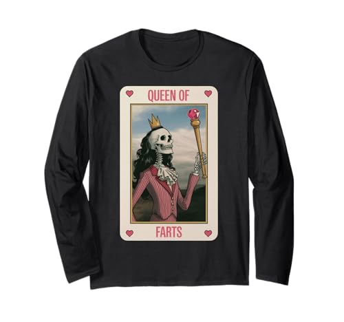 Lustiges Skelett Spruch Königin der Fürze Humor Witz Frauen Männer Langarmshirt von Card Game Lovers Poker Meme Gag Skeleton Fans