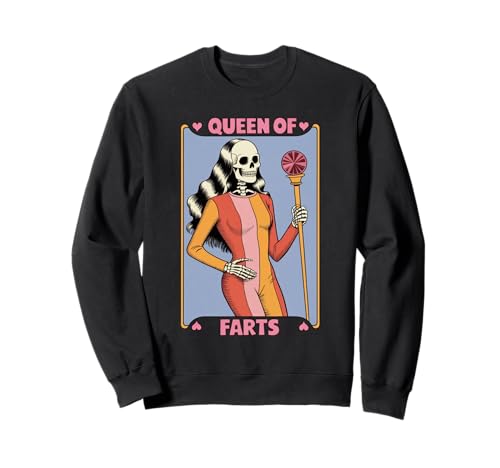 Lustiges Skelett Spruch Königin der Fürze Humor Witz Frauen Männer Sweatshirt von Card Game Lovers Poker Meme Gag Skeleton Fans