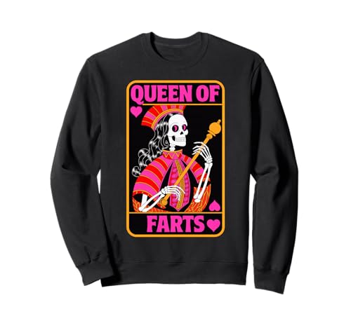 Lustiges Skelett Spruch Königin der Fürze Humor Witz Frauen Männer Sweatshirt von Card Game Lovers Poker Meme Gag Skeleton Fans