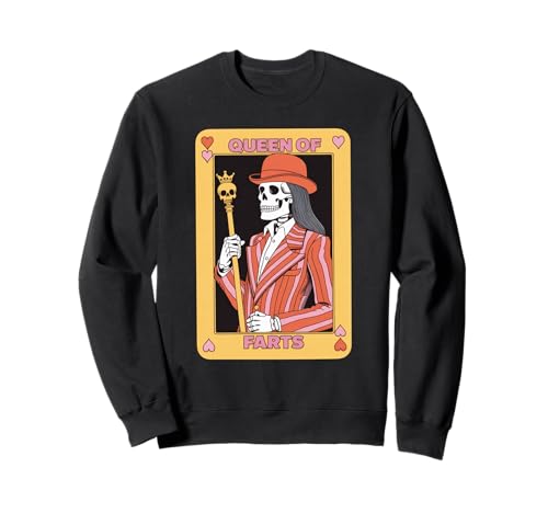 Lustiges Skelett Spruch Königin der Fürze Humor Witz Frauen Männer Sweatshirt von Card Game Lovers Poker Meme Gag Skeleton Fans