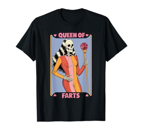 Lustiges Skelett Spruch Königin der Fürze Humor Witz Frauen Männer T-Shirt von Card Game Lovers Poker Meme Gag Skeleton Fans