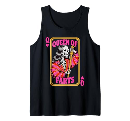 Lustiges Skelett Spruch Königin der Fürze Humor Witz Frauen Männer Tank Top von Card Game Lovers Poker Meme Gag Skeleton Fans
