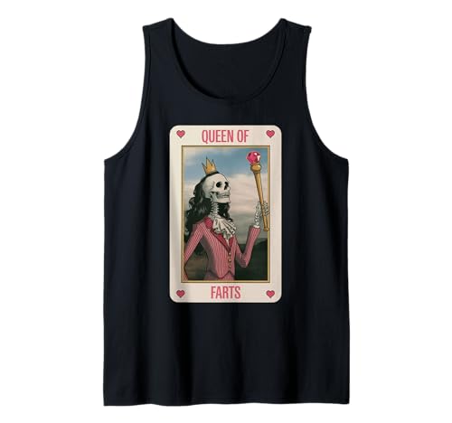 Lustiges Skelett Spruch Königin der Fürze Humor Witz Frauen Männer Tank Top von Card Game Lovers Poker Meme Gag Skeleton Fans