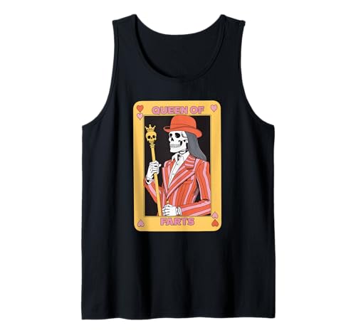 Lustiges Skelett Spruch Königin der Fürze Humor Witz Frauen Männer Tank Top von Card Game Lovers Poker Meme Gag Skeleton Fans